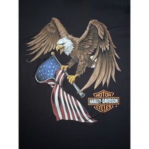Harley-Davidson Motorcycles T-Shirt Black Eagle Flag USA Americana XL JBHS